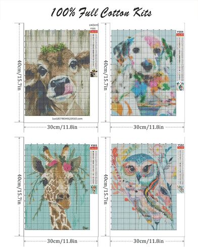 LWZAYS 4 Pack Cross Stitch Kits-Stamped Cross Stitch Kits for Adults Landscape Counted DIY Embroidery Needlepoint Kits Home Decor 12x16inch in Kuwait