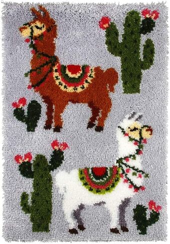 DoYBSelf 16.9''X16.9'' Cactus Latch Hook Rug Kits DIY Pillow Mat Rug Making for Kids Adults Beginners in Kuwait
