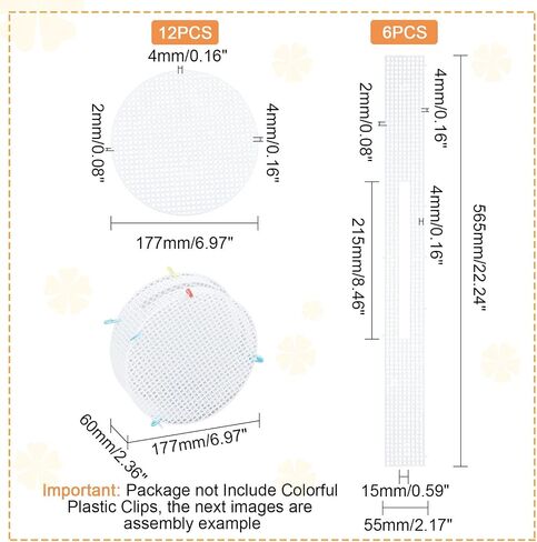 WADORN 6 Sets Clear Plastic Mesh Canvas Sheets for Embroidery, 16.7 x 9.1 Inch DIY Needlepoint Embroidery Blank Canvas Sheets Form Cross Stitch for Acrylic Yarn Crafting Knit Crochet Projects in Kuwait