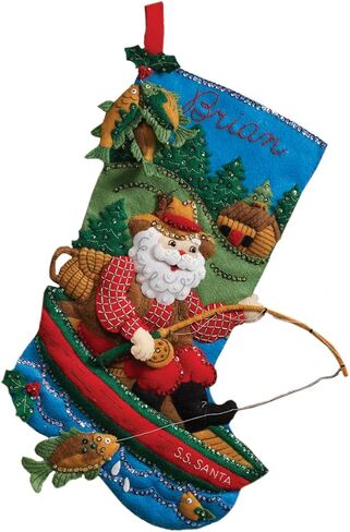 Bucilla 18" Long Stocking Felt Applique Kit: Fishing Santa in Saudi Arabia