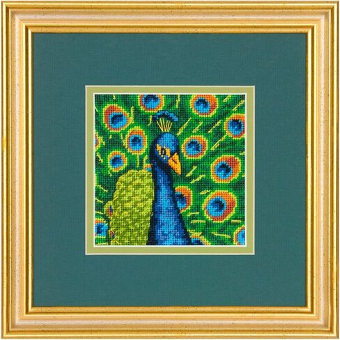 Dimensions 71-07242 Colorful Peacock Embroidery Needlepoint Kit, 5" x 5", 14 Mesh Canvas, Multicolor, 5 by 5-Inch in Saudi Arabia