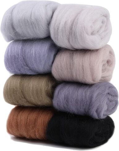 Wonvoc Needle Felting Wool 2.82 OZ, 8 Colors Wool Roving, Winter Dunes in Kuwait