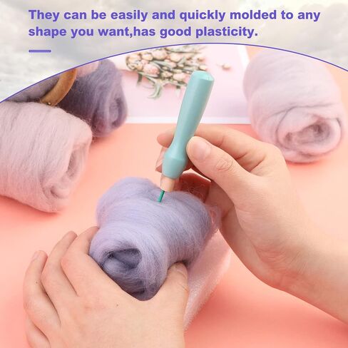 Wonvoc Needle Felting Wool 2.82 OZ, 8 Colors Wool Roving, Winter Dunes in Kuwait