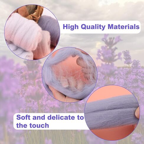Wonvoc Needle Felting Wool 2.82 OZ, 8 Colors Wool Roving, Winter Dunes in Kuwait