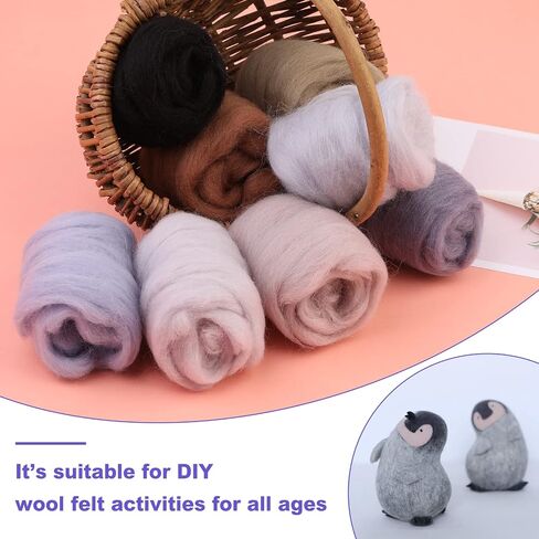 Wonvoc Needle Felting Wool 2.82 OZ, 8 Colors Wool Roving, Winter Dunes in Kuwait