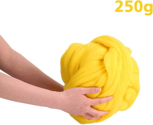 Wool Roving Bulk - 8.82oz/250g Super Wool Chunky Yarn, Wool Roving Top for Needle Felting, Soft Felting Wool Supplies for Hand Spinning, Felting, Blending, Weaving and DIY Craft in Kuwait
