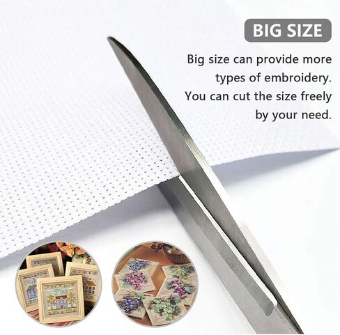 6 PCS Cross Stitch Aida Fabric 14 Count, 18 by 12 Inch, Classic Reserve Cross Stitch Aida Cloth for Home DIY Embroidery Decoration, White in Kuwait