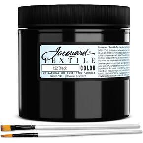 Jacquard Textile Color Fabric Paint Black 2.25 oz Bundled w/Brushes in Saudi Arabia