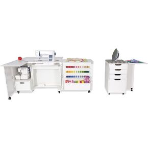 Kangaroo Sewing Furniture Wallaby Sewing Cabinet with Kiwi Storage Caddy - Teak