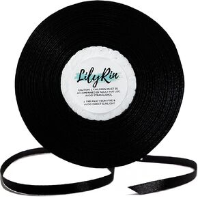 Black Ribbon 1/4 Inches 36 Yards Satin Roll Perfect for Scrapbooking, Art, Halloween, Wreath, Corset, Floral, Packing Birthday, Wrapping Christmas Projects Dark in Saudi Arabia