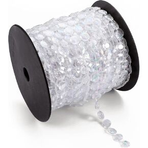 Jerler 99 Feet Crystal Garland Beads Trim Acrylic Clear Ideal Crafting Projects for DIY and Home Party Wedding Decorations (AB Colorful)