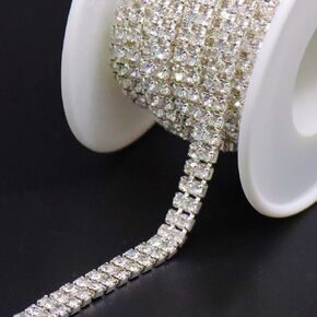 Jerler 3 Rows 2 Yards Rhinestone Trim Close Chain for Crafts Wedding and Clothing Decorations (Acid Blue) in Saudi Arabia