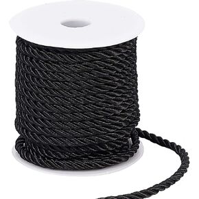 PH PandaHall 5mm Decorative Twisted Cord 3-Ply Gold Cord Polyester Silk Cord Shiny Viscose Cording Graduation Cord Thread for Christmas Home Décor Embellish Costumes Bag Drawstrings 59 Feet