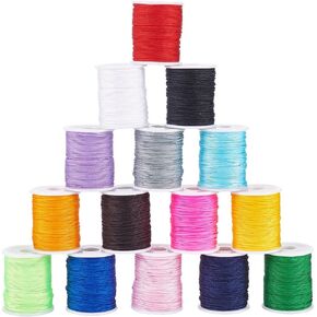 PH PandaHall 0.8mm Nylon String Beading Thread 25 Colors Chinese Knotting, Kumihimo Macrame Cord Wind Chime Blinds String for Macrame Friendship Bracelets Christmas Ornament, 250 Yards