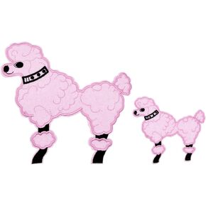 Pack of 2 Pink Poodle Applique Dog Facing Left Embroidered Iron on Patches 1950s Women Costume in Saudi Arabia