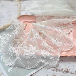 2 Yards Pink Vintage Embroidery Lace Trim Sewing Lace Fabrics for DIY Wedding Dress Craft Home Decor 7.87 Inches Width
