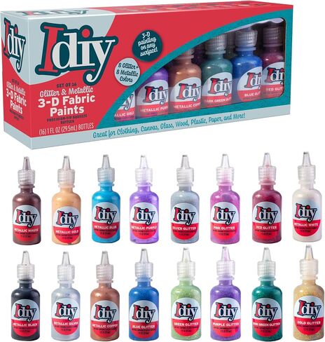 Glitter Fabric Paint Set, 8 Colors, 3D Permanent Paint for Halloween & Fall in Kuwait