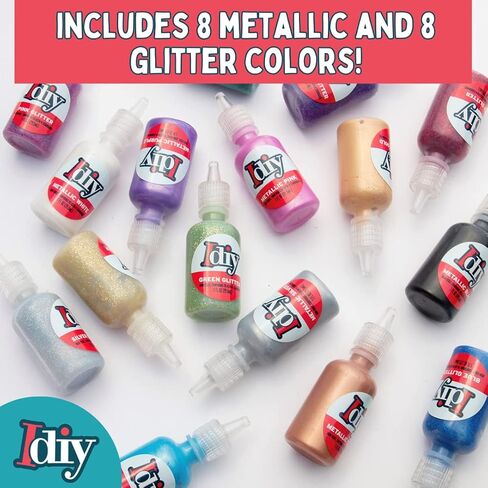 Glitter Fabric Paint Set, 8 Colors, 3D Permanent Paint for Halloween & Fall in Kuwait