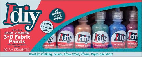 Glitter Fabric Paint Set, 8 Colors, 3D Permanent Paint for Halloween & Fall in Kuwait