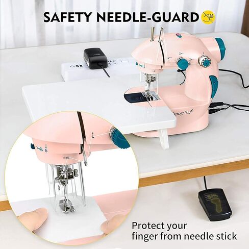 Magicfly Mini Sewing Machine with Extension Table, Dual Speed Portable Sewing Machine for Beginners with Light, Sewing Kit for Household Use, Blue in Kuwait