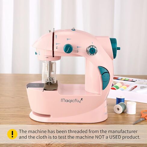 Magicfly Mini Sewing Machine with Extension Table, Dual Speed Portable Sewing Machine for Beginners with Light, Sewing Kit for Household Use, Blue in Kuwait
