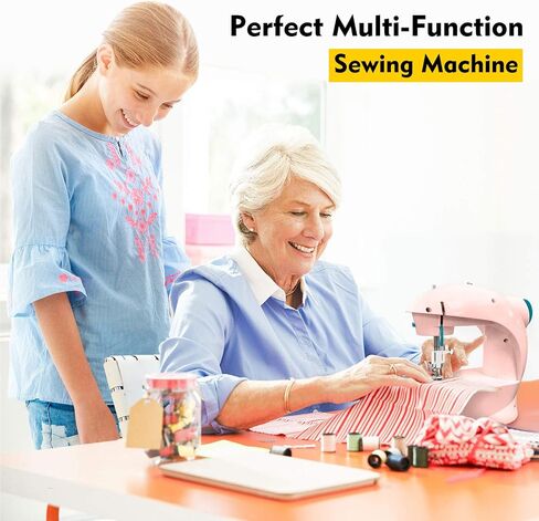 Magicfly Mini Sewing Machine with Extension Table, Dual Speed Portable Sewing Machine for Beginners with Light, Sewing Kit for Household Use, Blue in Kuwait