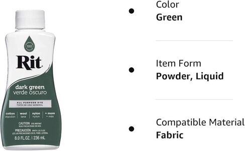 Rit Dye All Purpose Liquid Dye, Green, 236ml in Kuwait