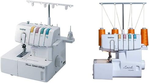 Brother 2340CV Coverstitch Serger، إطار معدني قوي، 1100 غرزة في الدقيقة، 1 متضمنة أداة ضغط سهلة التركيب و1034D Serger، آلة أوفرلوك بإطار معدني شديد التحمل، 1300 غرزة في الدقيقة in Kuwait