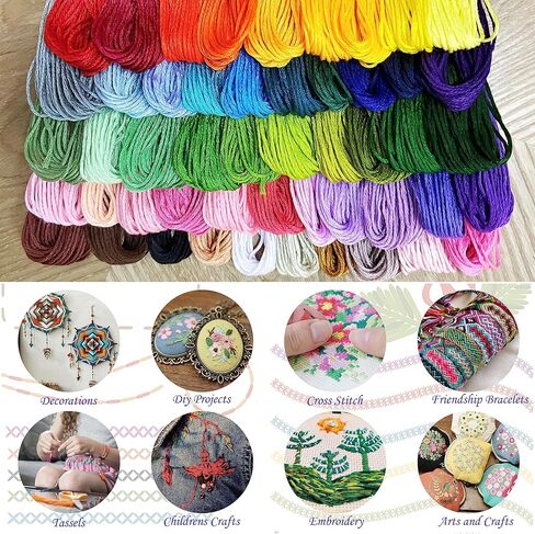 خيط تطريز بألوان قوس قزح من ATDAWN، خيوط متقاطعة، خيط الأساور، خيط تنظيف الحرف اليدوية (200 لون) in Kuwait