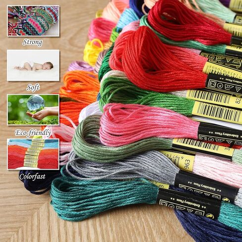 خيط تطريز بألوان قوس قزح من ATDAWN، خيوط متقاطعة، خيط الأساور، خيط تنظيف الحرف اليدوية (200 لون) in Kuwait