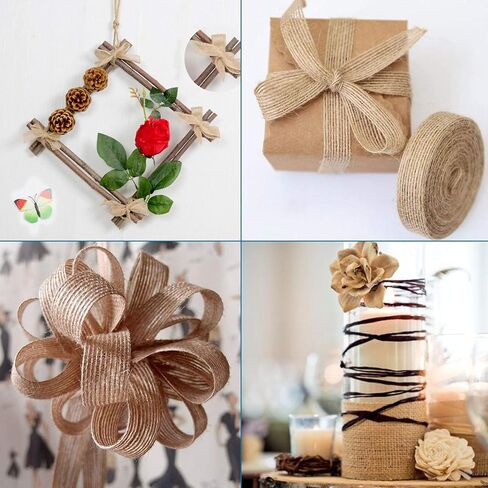 Pandahall 3 Rolls Burlap Ribbon Fabric 1 & 2 Inches Tan Hessian Jute Ribbon Rolls Crafts for Wrapping Party Home Decoration in Saudi Arabia