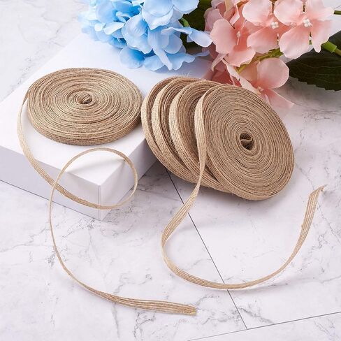 Pandahall 3 Rolls Burlap Ribbon Fabric 1 & 2 Inches Tan Hessian Jute Ribbon Rolls Crafts for Wrapping Party Home Decoration in Saudi Arabia