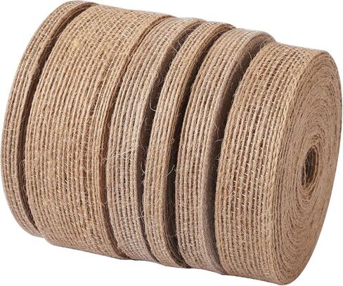 Pandahall 3 Rolls Burlap Ribbon Fabric 1 & 2 Inches Tan Hessian Jute Ribbon Rolls Crafts for Wrapping Party Home Decoration in Saudi Arabia