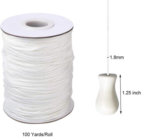 Vtete 1 Roll of 150 Yards Lift Shade Cord - 1.0 mm White Braided Polyester Shade Blinds Pull String Rope for Blinds Windows, Roman Shade Repair, Gardening Plant & Crafts and DIY Projects in Kuwait