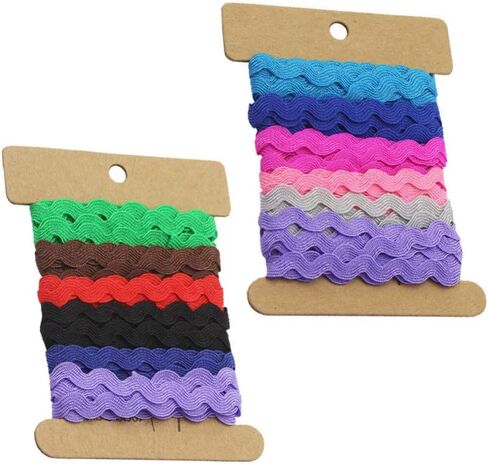 Exceart 2 بكرة 8 مم Rick Rack Trim Zig Zag جديلة منسوجة شريط شريطي للخياطة وتغليف الهدايا وصياغة حفلات الزفاف وحفلات استقبال المولود الجديد (6 ياردات) in Kuwait