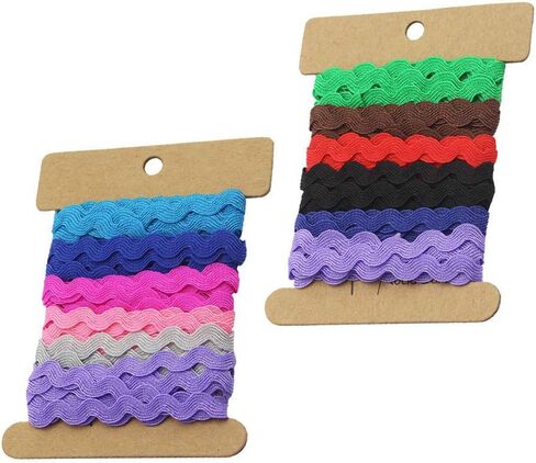 Exceart 2 بكرة 8 مم Rick Rack Trim Zig Zag جديلة منسوجة شريط شريطي للخياطة وتغليف الهدايا وصياغة حفلات الزفاف وحفلات استقبال المولود الجديد (6 ياردات) in Kuwait