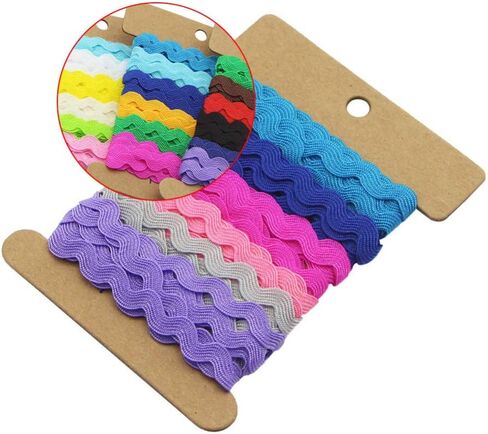 Exceart 2 بكرة 8 مم Rick Rack Trim Zig Zag جديلة منسوجة شريط شريطي للخياطة وتغليف الهدايا وصياغة حفلات الزفاف وحفلات استقبال المولود الجديد (6 ياردات) in Kuwait