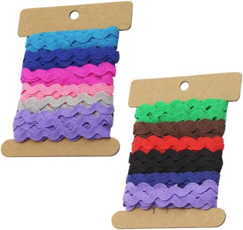 Exceart 2 بكرة 8 مم Rick Rack Trim Zig Zag جديلة منسوجة شريط شريطي للخياطة وتغليف الهدايا وصياغة حفلات الزفاف وحفلات استقبال المولود الجديد (6 ياردات) in Kuwait