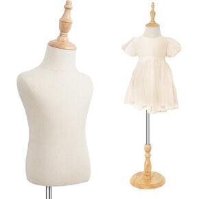 Kid Dress Form with Wooden Base, Mannequin Child Display Body Bust Forms Maniki, 4-5 Years Old