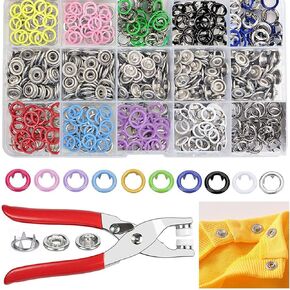 GTAAOY 800PCS Metal Snaps Buttons with Fastener Pliers Press Tool Kit Perfect for DIY Crafts Clothes Hats and Sewing, Snap Button Fasteners Kit for Clothing Sewing(200 Sets,10 Colors,9.5mm)