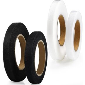 PLANTIONAL 4 Rolls Iron on Hem Tape, Light and Medium Weight Adhesive Web，No Sewing Required, Fabric Fusing Hemming Tape for Pants Clothes Curtains, 1 Inch x 22 Yards Each (White&Black)