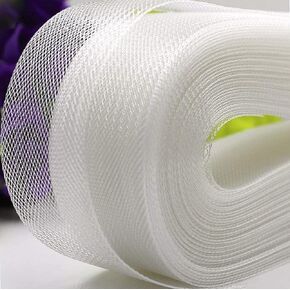 جديلة شعر حصان قاسية بطول 3 بوصة و25 ياردة من البوليستر لخياطة فستان الزفاف وتنورة الرقص وتشكيل ملحقات التشذيب (3 بوصة، أبيض) in Kuwait