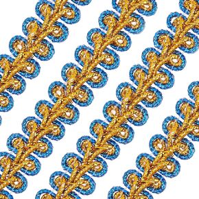 FINGERINSPIRE 14 Yards Metallic Braid Lace Trim, Flower Pattern Gold Centipede Lace Ribbon Decorated Gimp Trim for Wedding Bridal, Costume or Jewelry, Crafts and Sewing 1/4 inch(8mm) x1.3mm