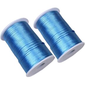 2.5mm x 218 Yards(2 Pack) Coffee Satin Nylon Trim Cord Rattail Trim Thread Cord Rattail Sain Cord for Necklace Bracelet Cord and Shoeslaces(Coffee) in Saudi Arabia