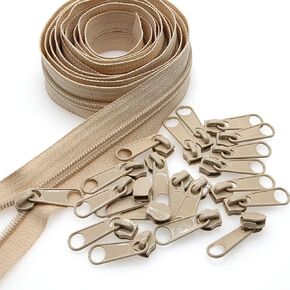 Leekayer #5 Gray Nylon Coil Zippers by The Yards Bulk 10 Yards with 25pcs Sliders for DIY Tailor Sewing Craft,Bag,Luggage,Dress,Sofa Cushion,Pillow(Grey)