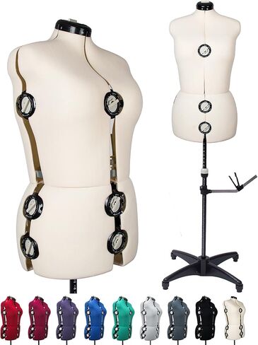 BHD BEAUTY Beige 13 Dials Female Fabric Adjustable Mannequin Dress Form for Sewing, Mannequin Body Torso with Tri-Pod Stand, Up to 70" Shoulder Height. (Large) in Kuwait