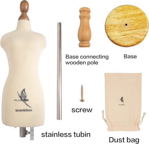 Female Dress Form Mannequin(Not Full Size Body Height 12.8 inch for Sewing, 1/3 Size Female Tailor Dressmaker Dummy for Pattern Making Fully Pinnable Mannequin with Wooden Stand (1/3) in Kuwait