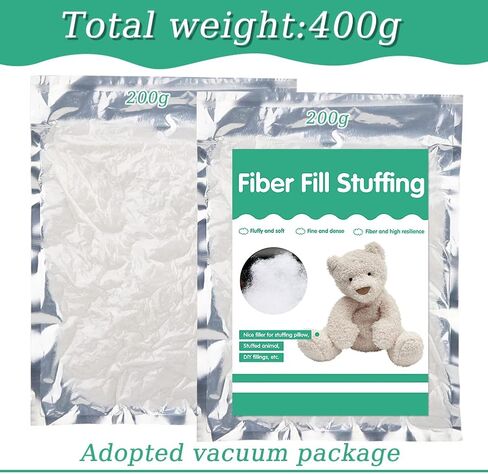 28.2 أونصة/800 جرام من ألياف البوليستر الفاخرة، حشوة الألياف لحشو الوسائد، حشو الحيوانات الحرفية، قطن لحشو الدمى، ألياف حشو عالية المرونة (أبيض) in Kuwait