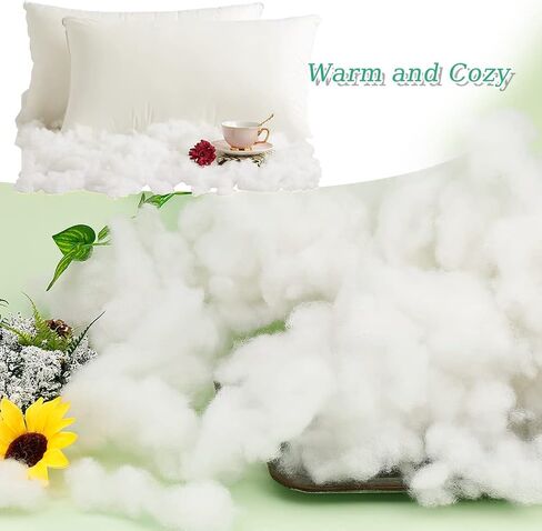 28.2 أونصة/800 جرام من ألياف البوليستر الفاخرة، حشوة الألياف لحشو الوسائد، حشو الحيوانات الحرفية، قطن لحشو الدمى، ألياف حشو عالية المرونة (أبيض) in Kuwait