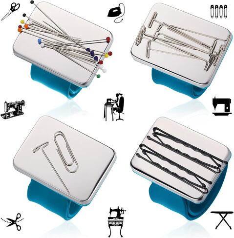 Magnetic Wrist Sewing Pincushion with 100 Pieces Sewing Pins Set Wrist Pin Cushion Magnetic Wrist Pin Holder Wristband Wrist 1.5 Inch Ball Head Straight Pins for Hand Sewing Supplies (Black) in Kuwait